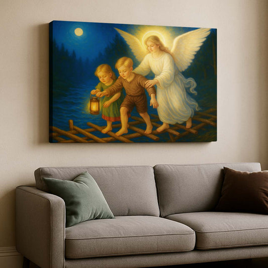Guardian Angel Protecting Children, Wall Art Canvas