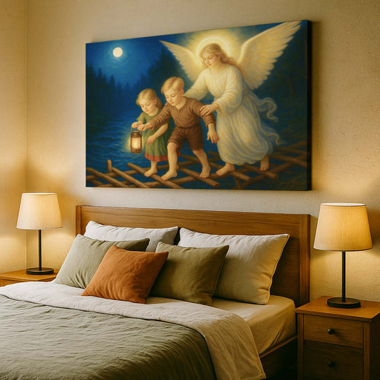 Guardian Angel Protecting Children, Wall Art Canvas