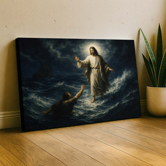Jesus Walking on Miraculous Waves, Wall Art Canvas