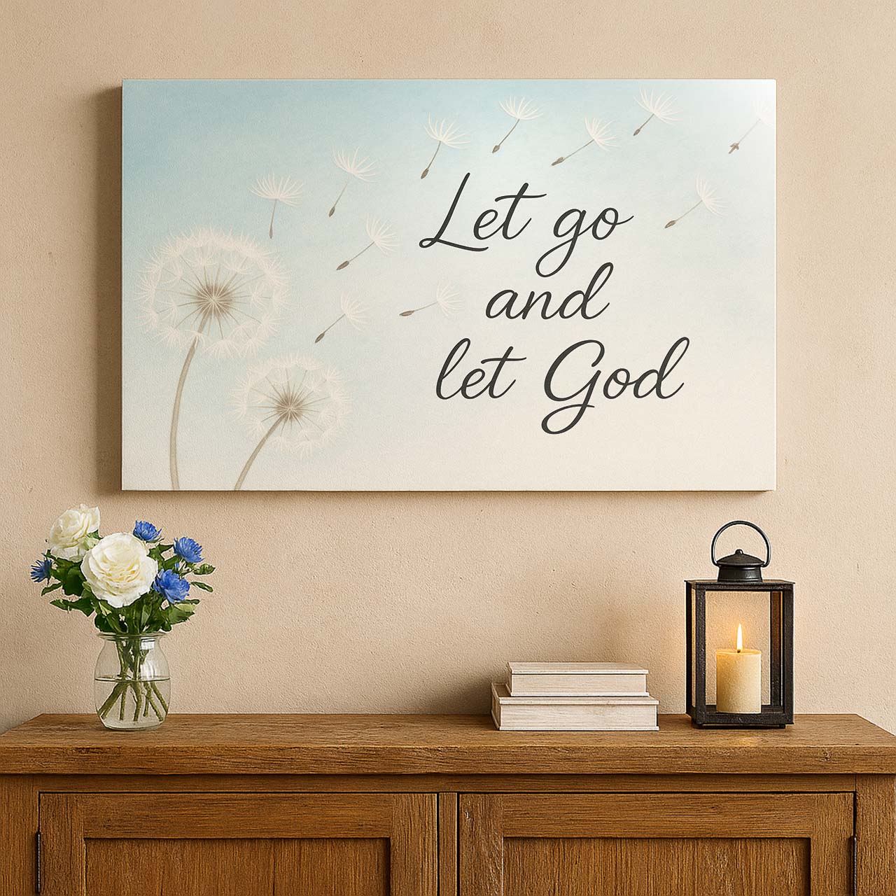 Let Go and Let God Dandelion Tribute, Wall Art Canvas