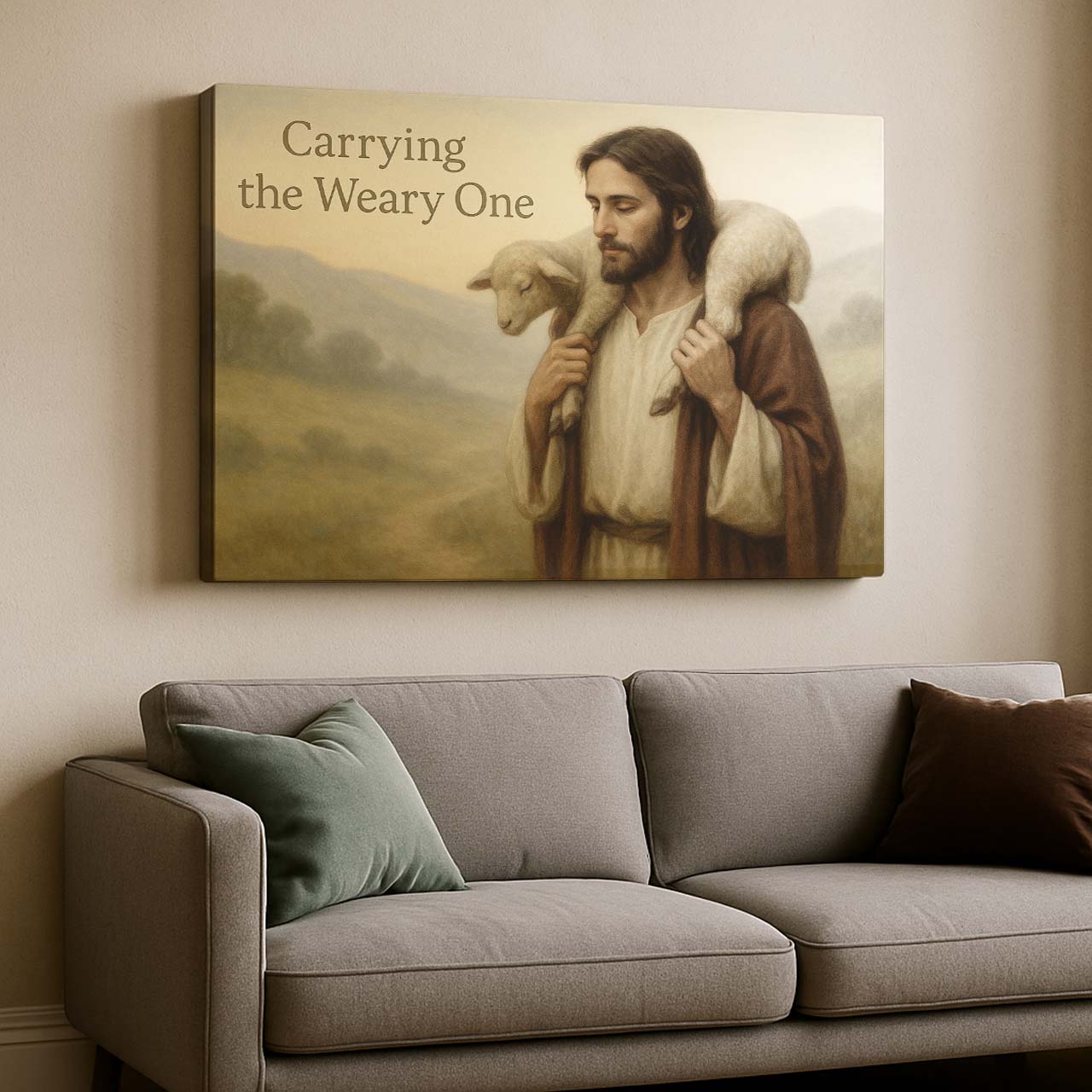 Good Shepherd Carrying the Lamb on His Shoulders, Wall Art Canvas