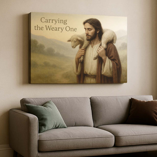 Good Shepherd Carrying the Lamb on His Shoulders, Wall Art Canvas