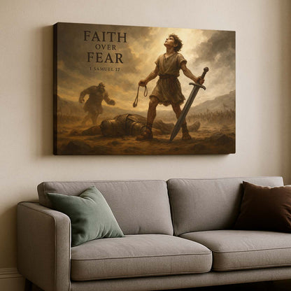 David’s Triumph Over Goliath in Faith, Wall Art Canvas