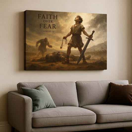 David’s Triumph Over Goliath in Faith, Wall Art Canvas