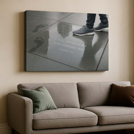 Urban Footprints with ‘I Will Never Leave Nor Forsake You’, Wall Art Canvas
