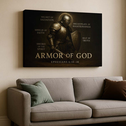 Kneeling Warrior in the Armor of God, Wall Art Canvas