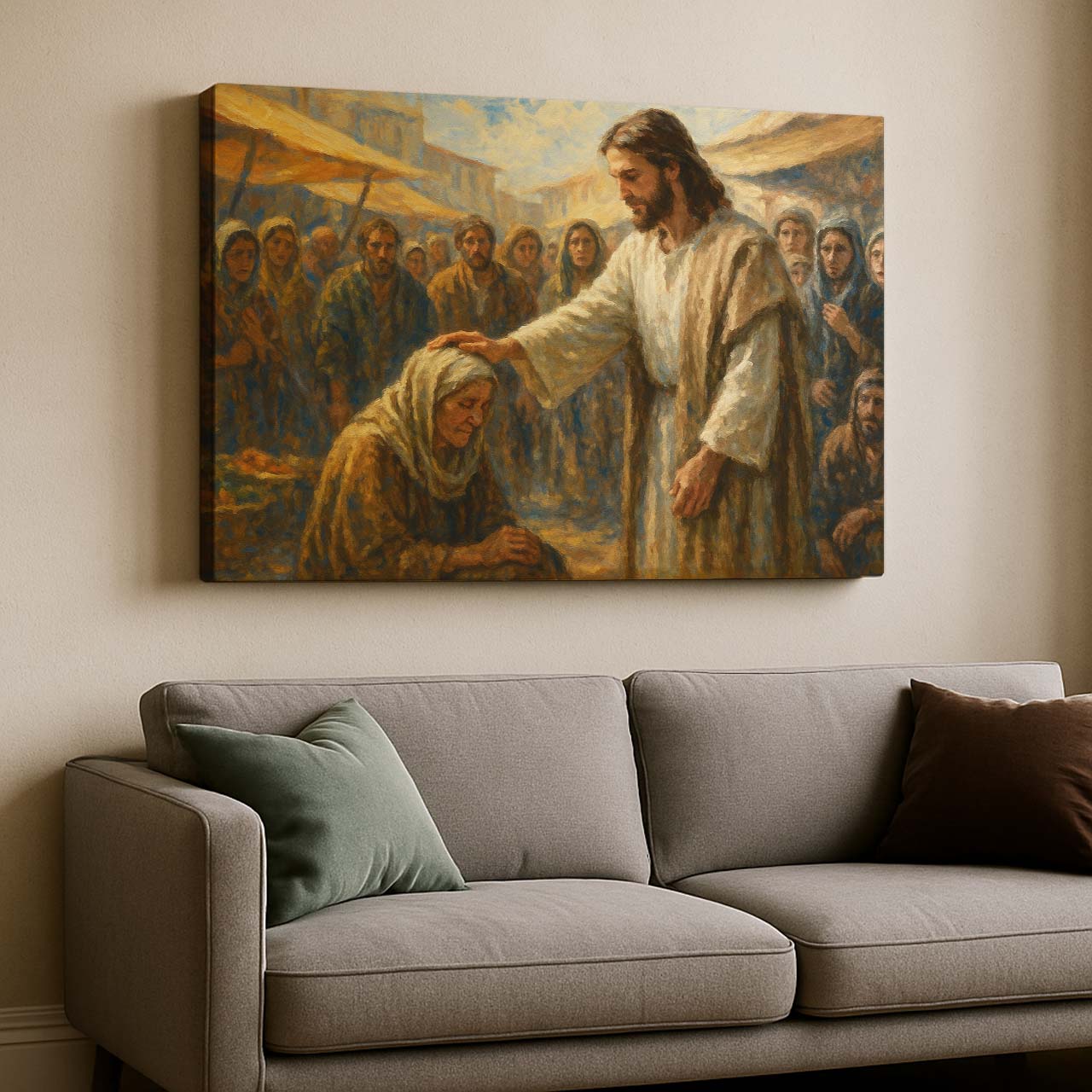 Jesus Healing in the Marketplace, Wall Art Canvas
