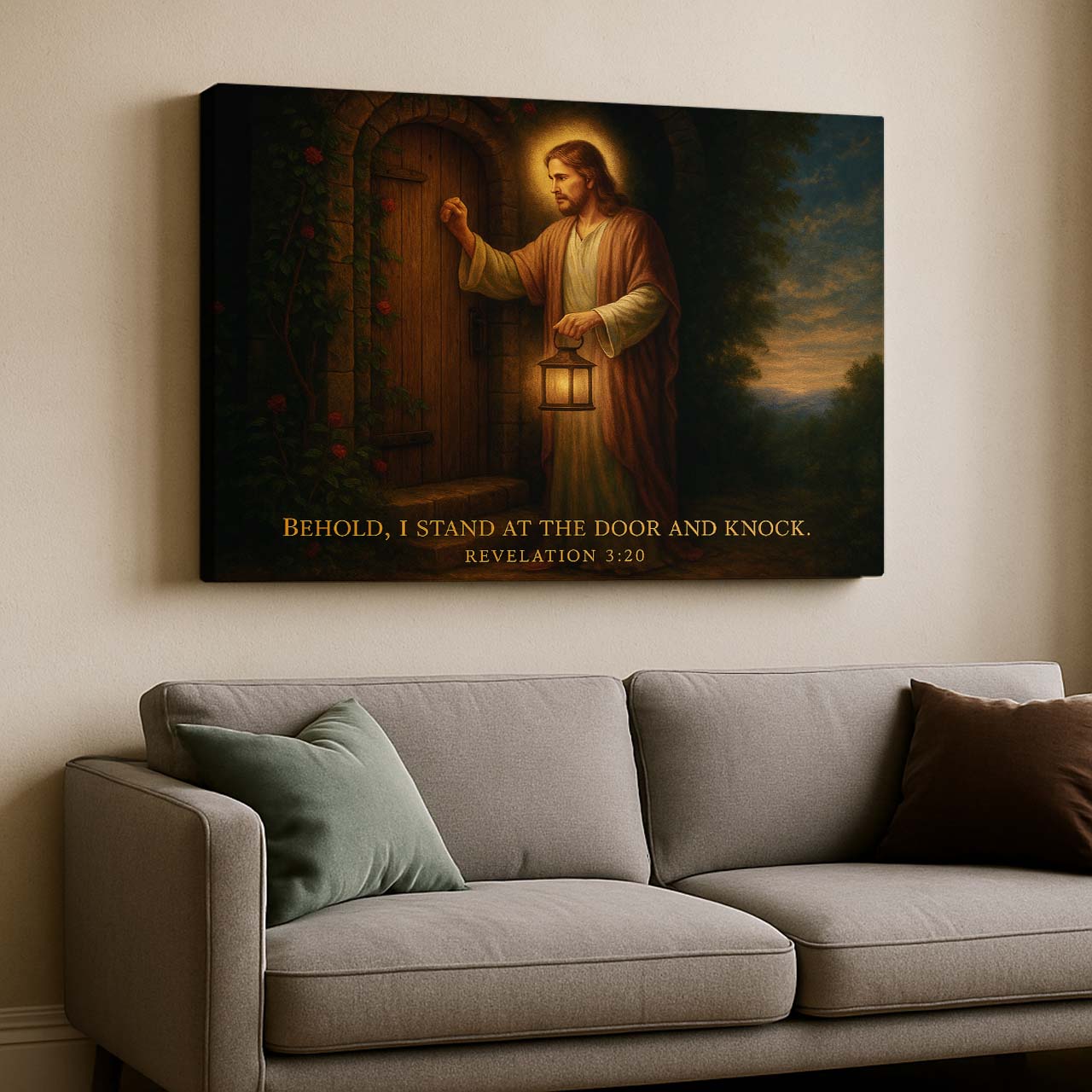 Jesus Knocking at the Door Revelation 3:20, Wall Art Canvas
