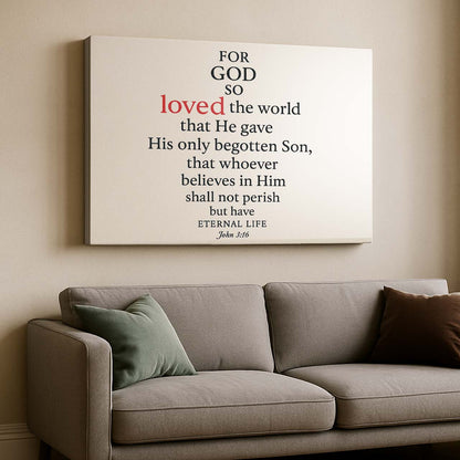 John 3:16 For God So Loved the World, Wall Art Canvas