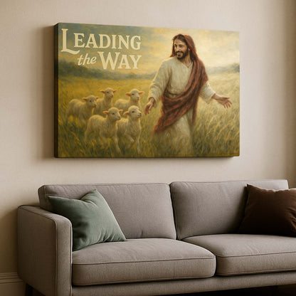 Jesus Leading the Way for the Lambs, Wall Art Canvas