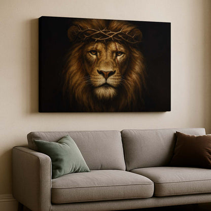 Lion of Judah Wearing Crown of Thorns, Wall Art Canvas