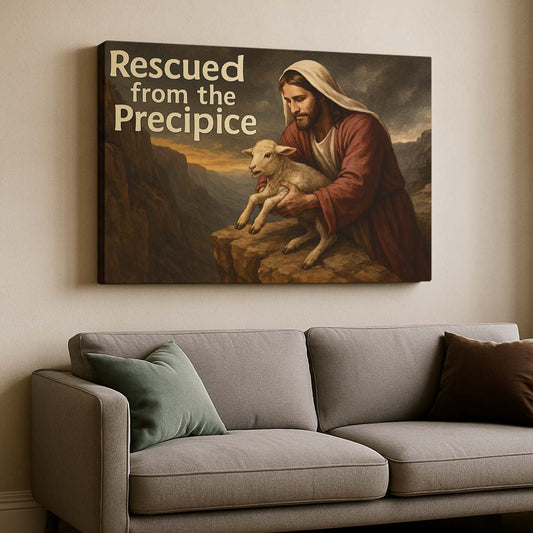 Jesus Lifting the Lamb from the Precipice, Wall Art Canvas
