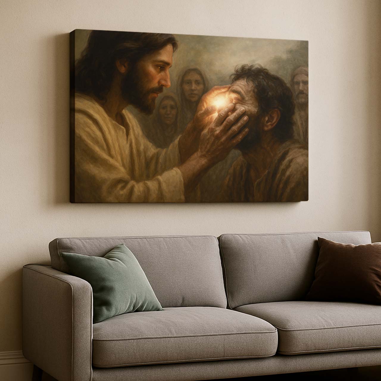 Jesus Healing Blind Man's Eyes, Wall Art Canvas