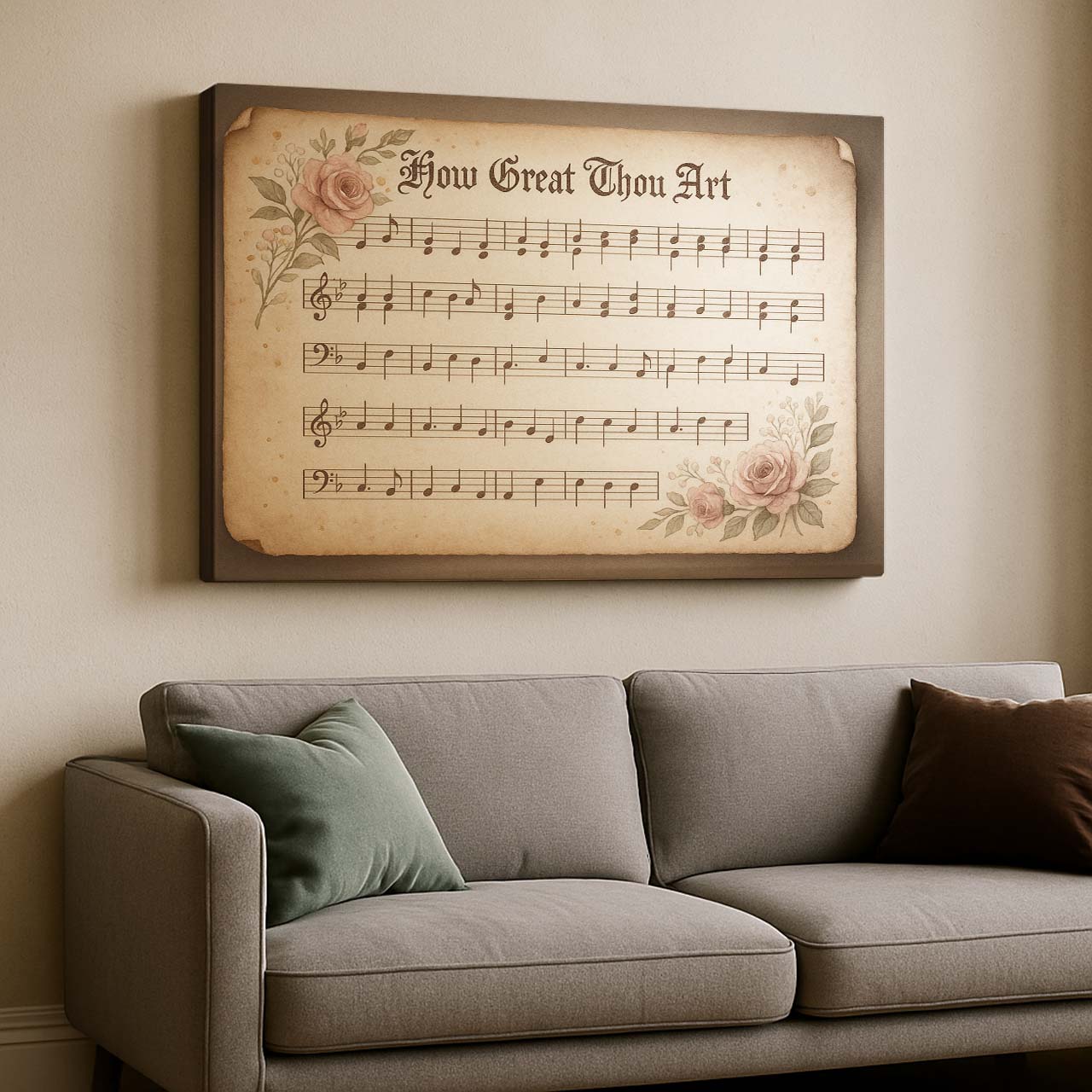 How Great Thou Art Vintage Hymn Sheet Music, Wall Art Canvas