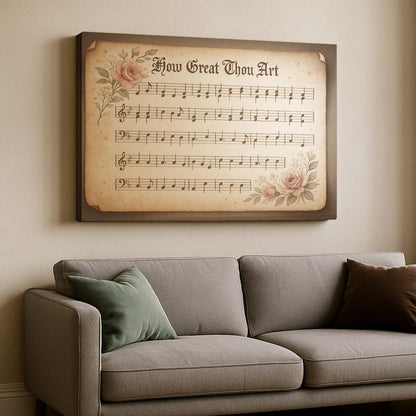 How Great Thou Art Vintage Hymn Sheet Music, Wall Art Canvas