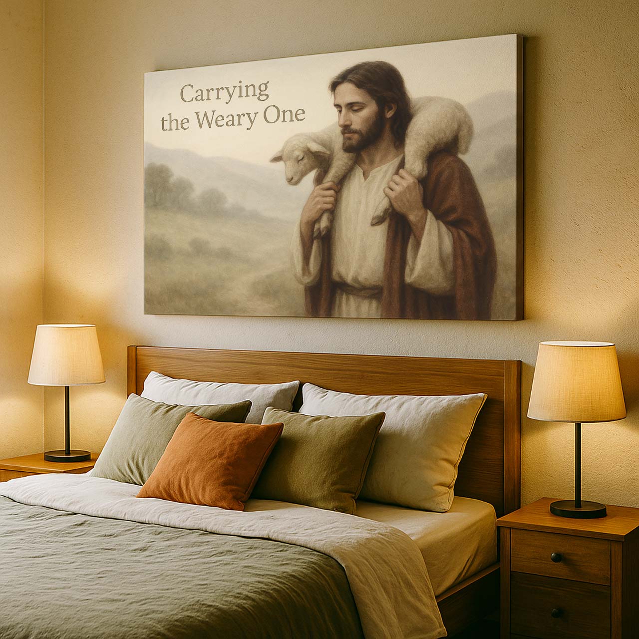 Good Shepherd Carrying the Lamb on His Shoulders, Wall Art Canvas