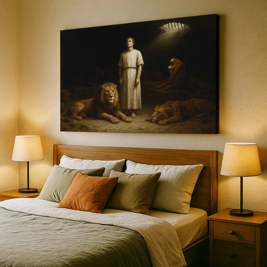 Daniel Standing Calm Among Lions by Divine Light, Wall Art Canvas