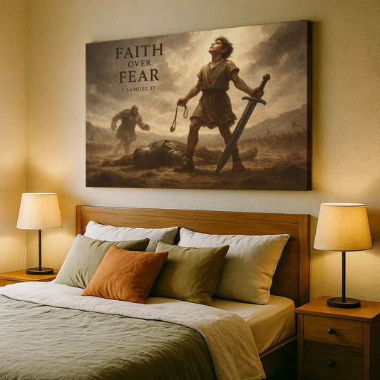 David’s Triumph Over Goliath in Faith, Wall Art Canvas