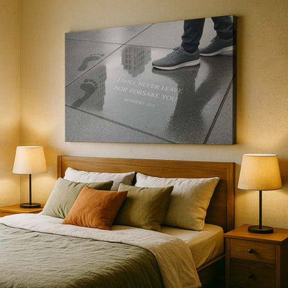 Urban Footprints with ‘I Will Never Leave Nor Forsake You’, Wall Art Canvas