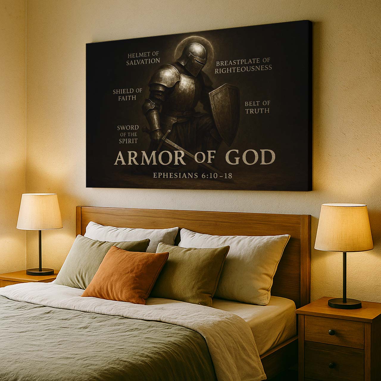 Kneeling Warrior in the Armor of God, Wall Art Canvas