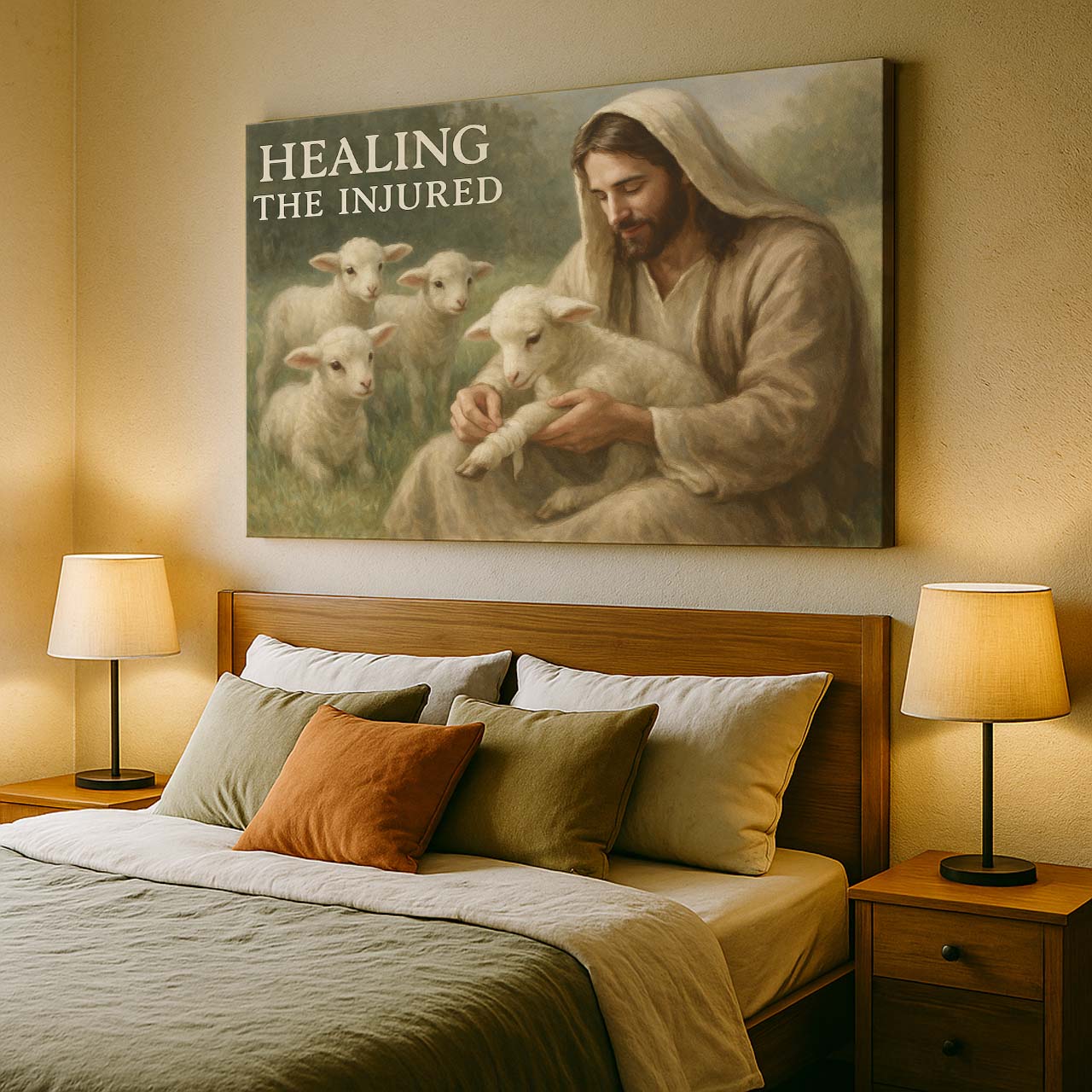 Jesus Healing the Injured Lamb, Wall Art Canvas