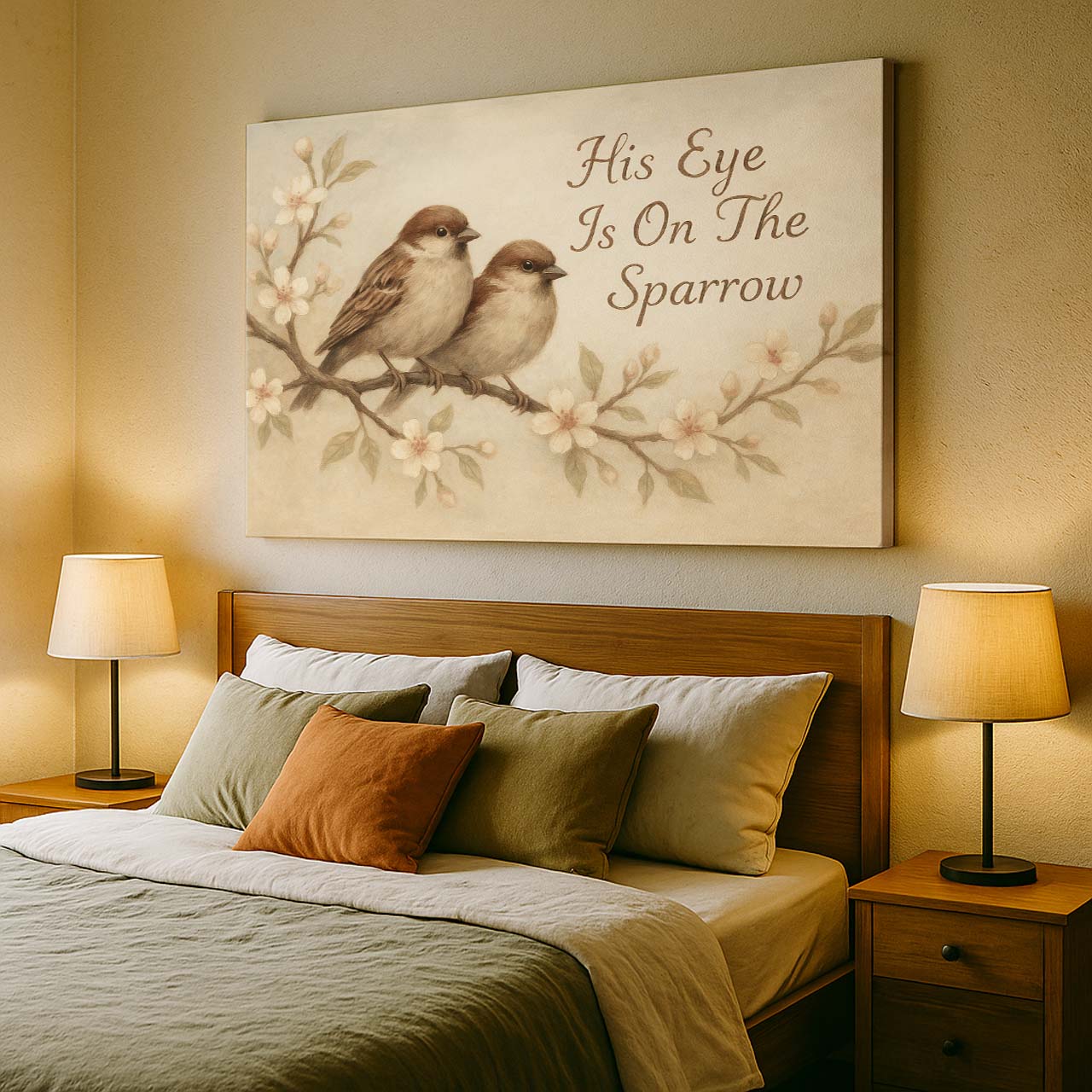 His Eye Is On The Sparrow with Scripture, Wall Art Canvas