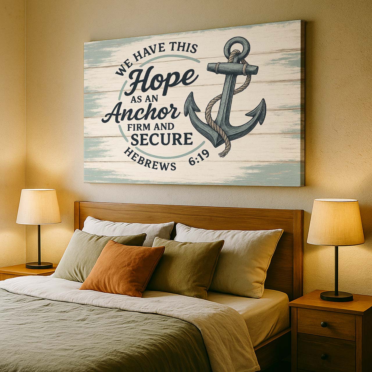 Nautical ‘Hope Anchors the Soul’, Wall Art Canvas