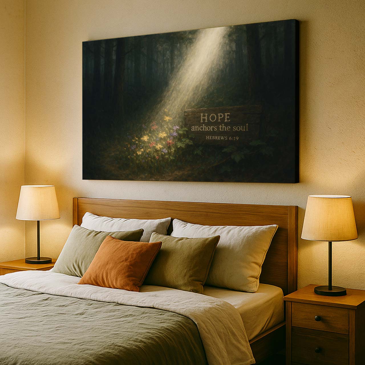 Light Shining on ‘Hope Anchors the Soul’, Wall Art Canvas