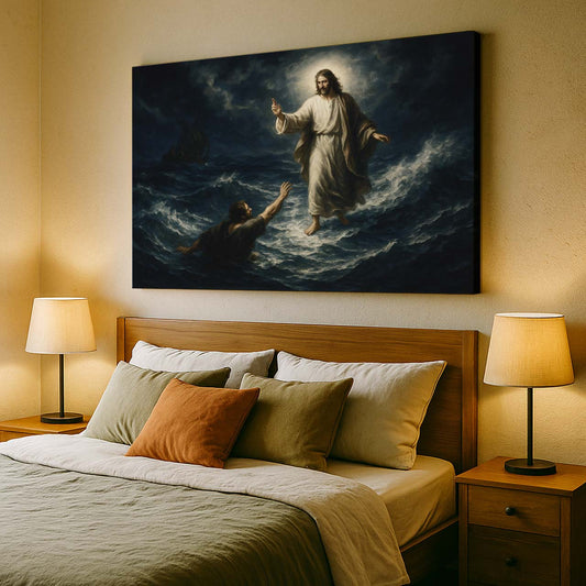 Jesus Walking on Miraculous Waves, Wall Art Canvas