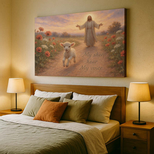 Jesus Calling Lamb Running Home, Wall Art Canvas