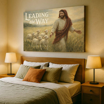 Jesus Leading the Way for the Lambs, Wall Art Canvas