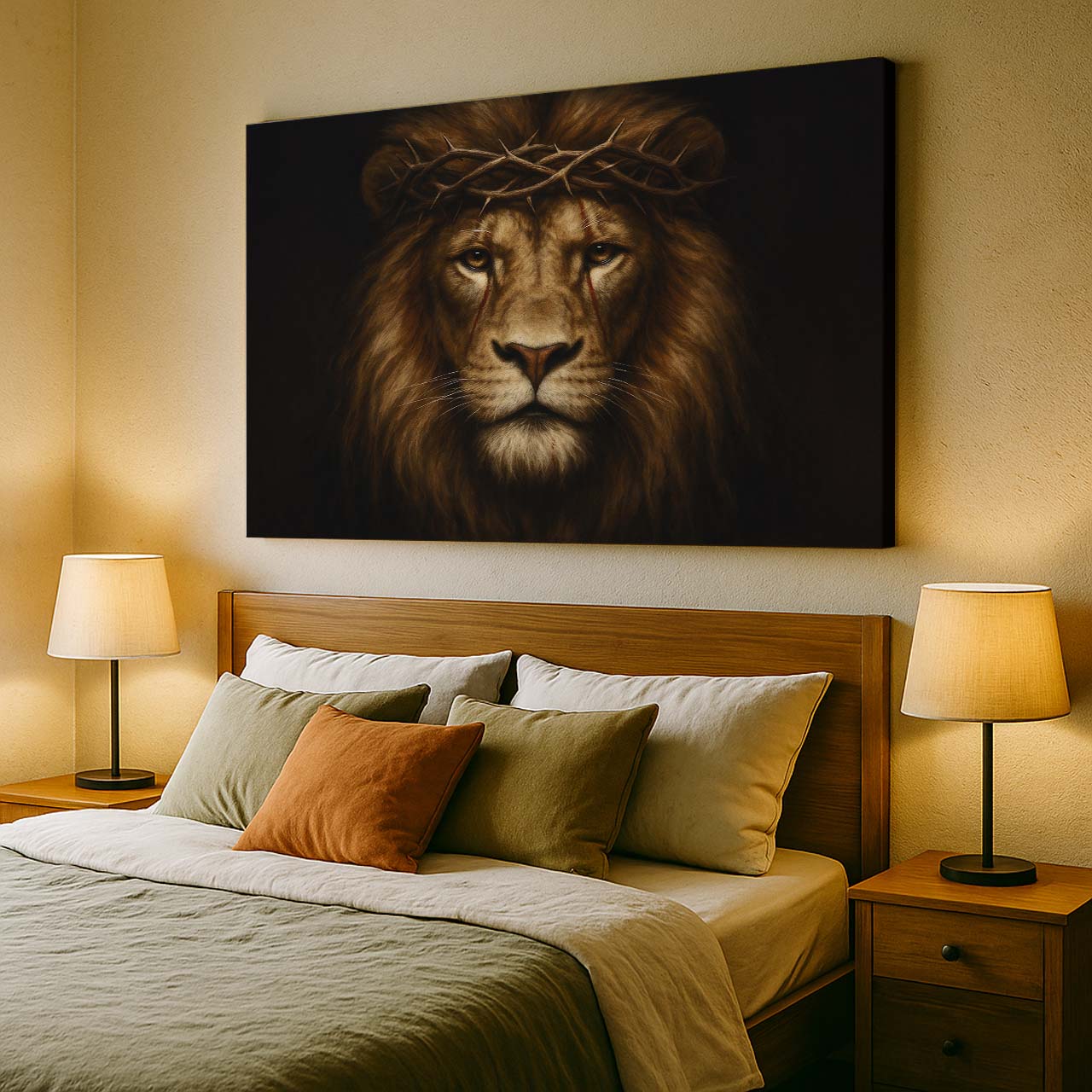 Lion of Judah Wearing Crown of Thorns, Wall Art Canvas