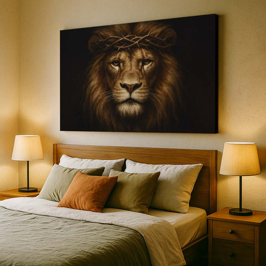 Lion of Judah Wearing Crown of Thorns, Wall Art Canvas