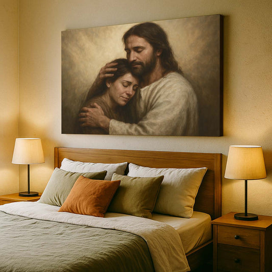 Jesus Embracing a Woman in His Arms, Wall Art Canvas