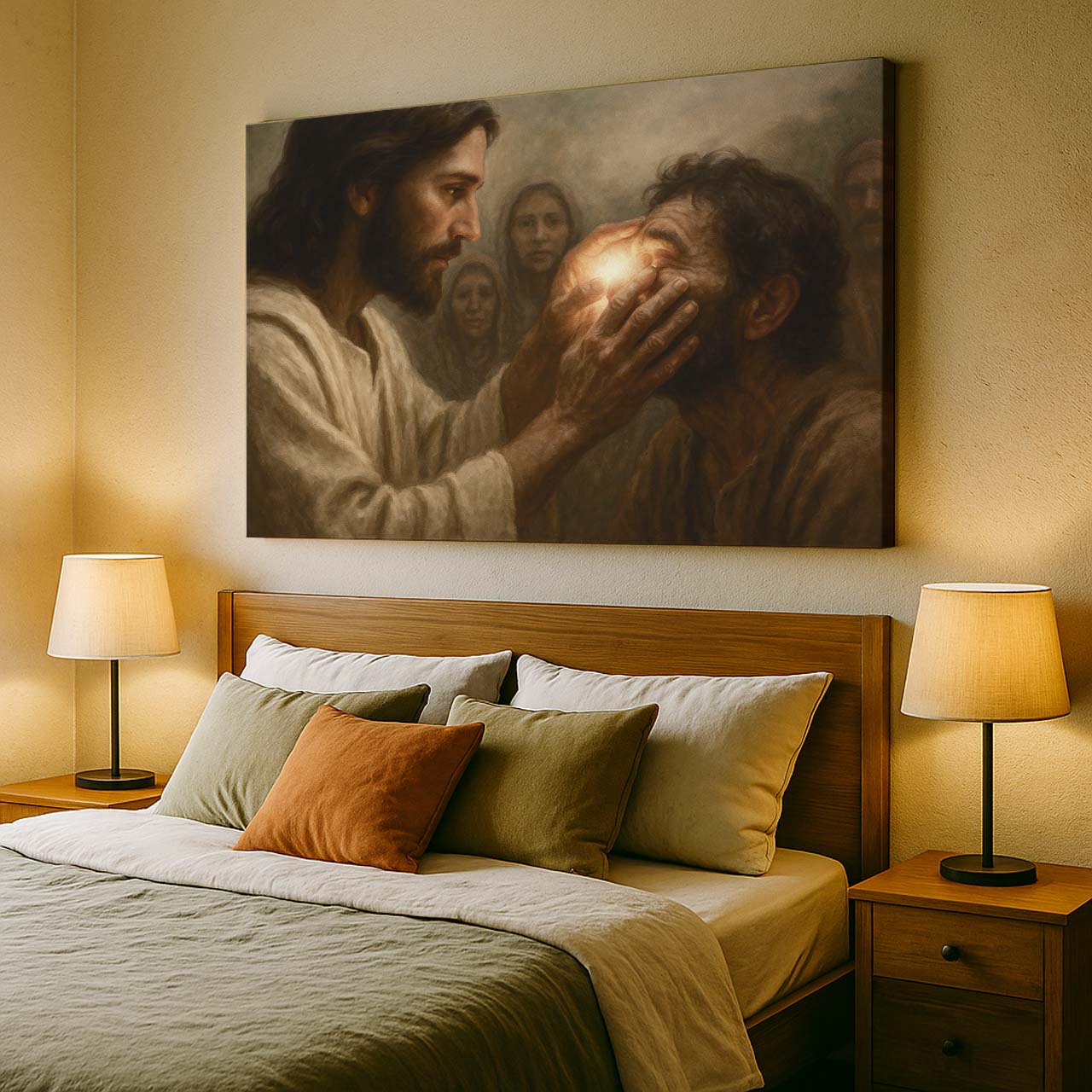 Jesus Healing Blind Man's Eyes, Wall Art Canvas