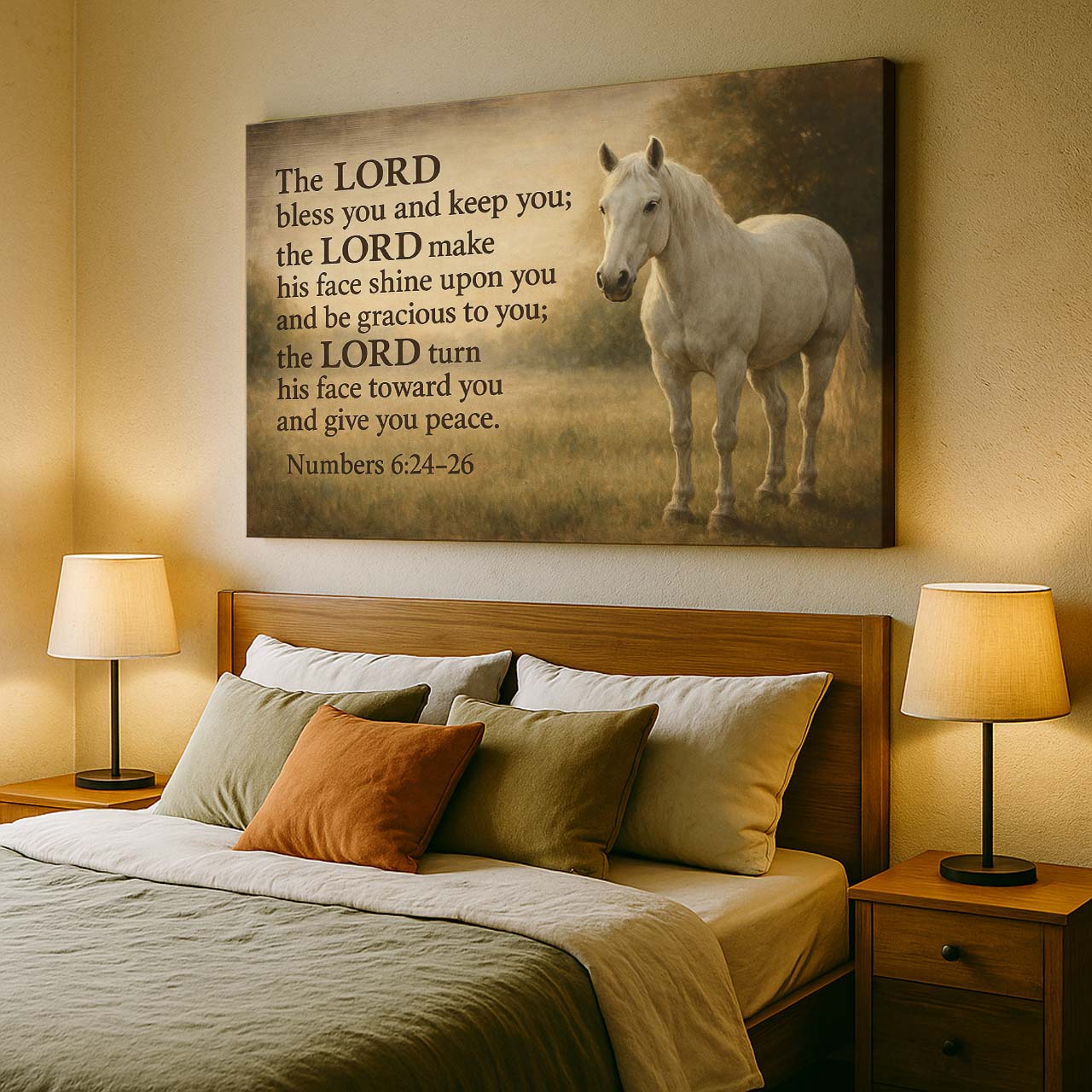 Benediction Numbers 6:24–26 Above Horse in Pasture, Wall Art Canvas