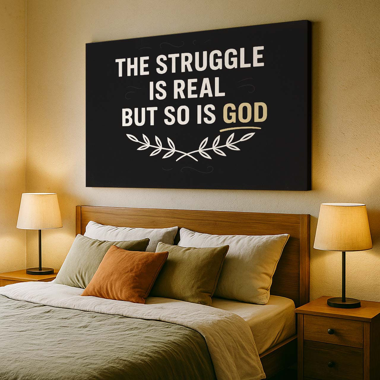 The Struggle Is Real But So Is God Bold Typography, Wall Art Canvas