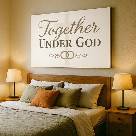 Together Under God Cross and Rings Motif, Wall Art Canvas