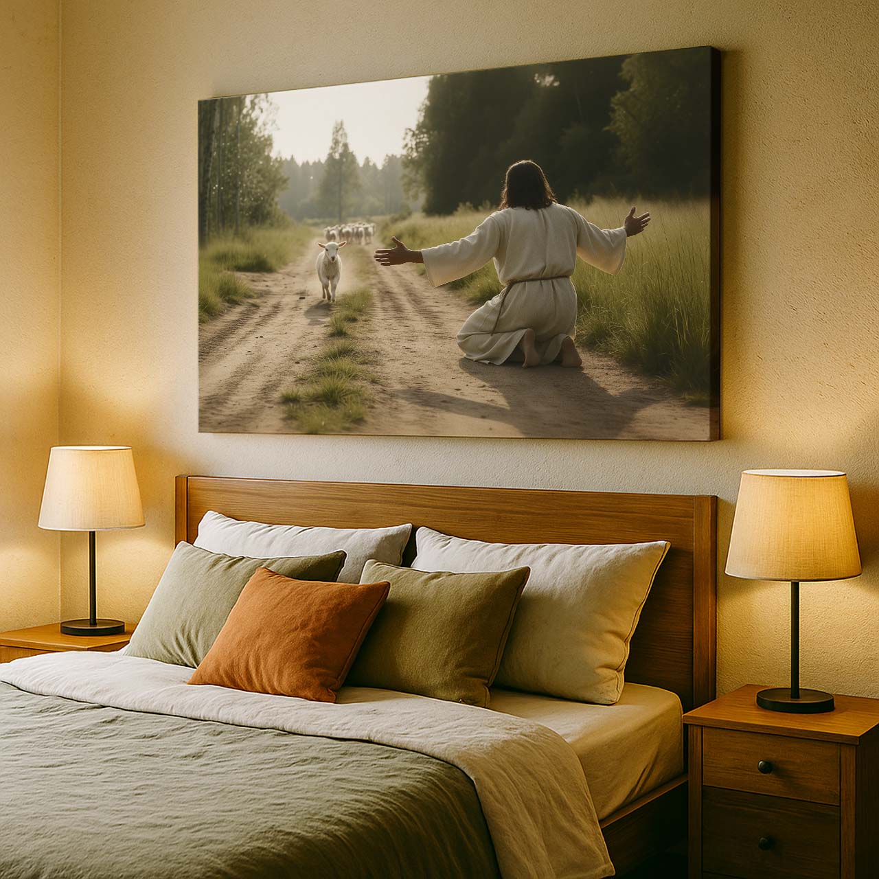Lamb Running to Jesus, Wall Art Canvas – mock-up 5