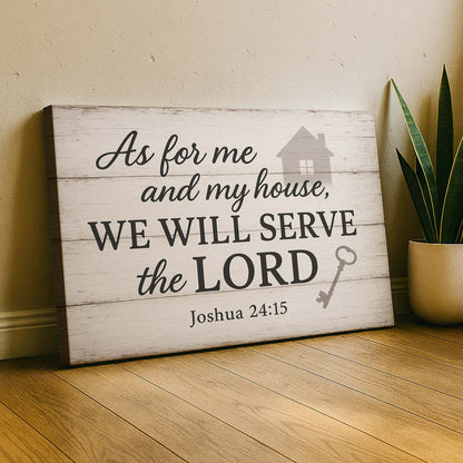 Family Blessing 'As for Me and My House We Will Serve the Lord', Wall Art Canvas