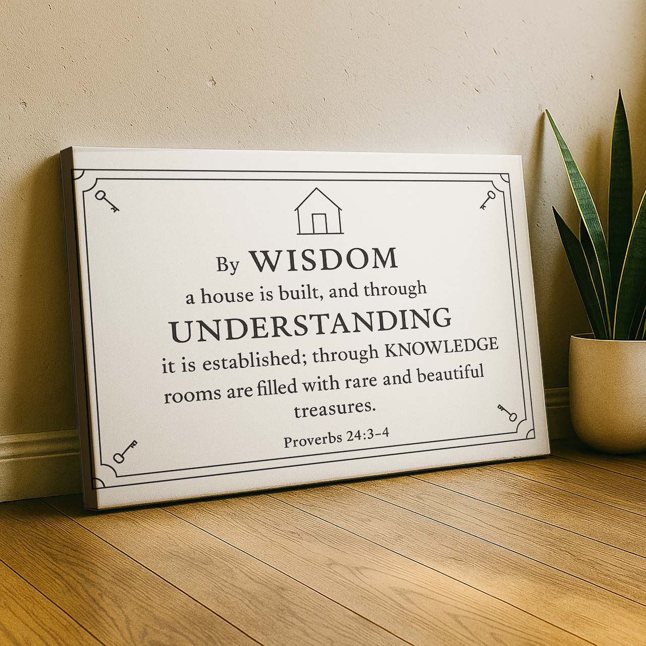 Proverbs 24:3–4 Wisdom House Blueprint, Wall Art Canvas
