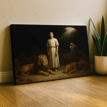 Daniel Standing Calm Among Lions by Divine Light, Wall Art Canvas