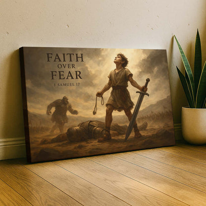 David’s Triumph Over Goliath in Faith, Wall Art Canvas