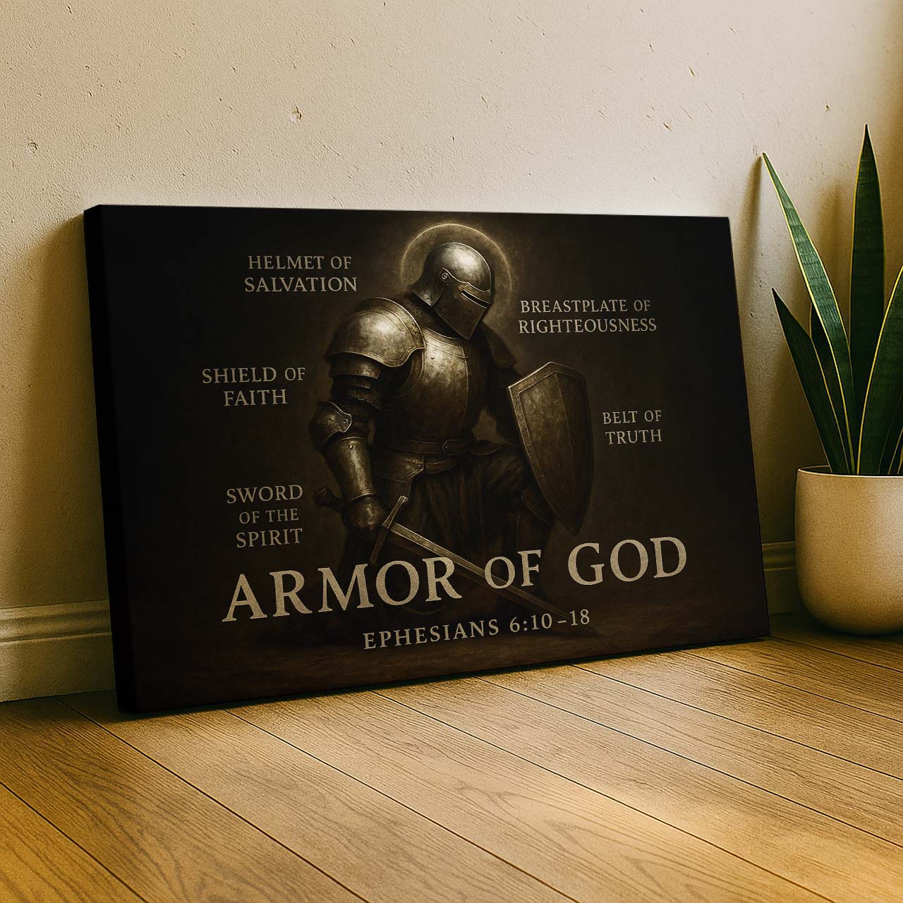 Kneeling Warrior in the Armor of God, Wall Art Canvas