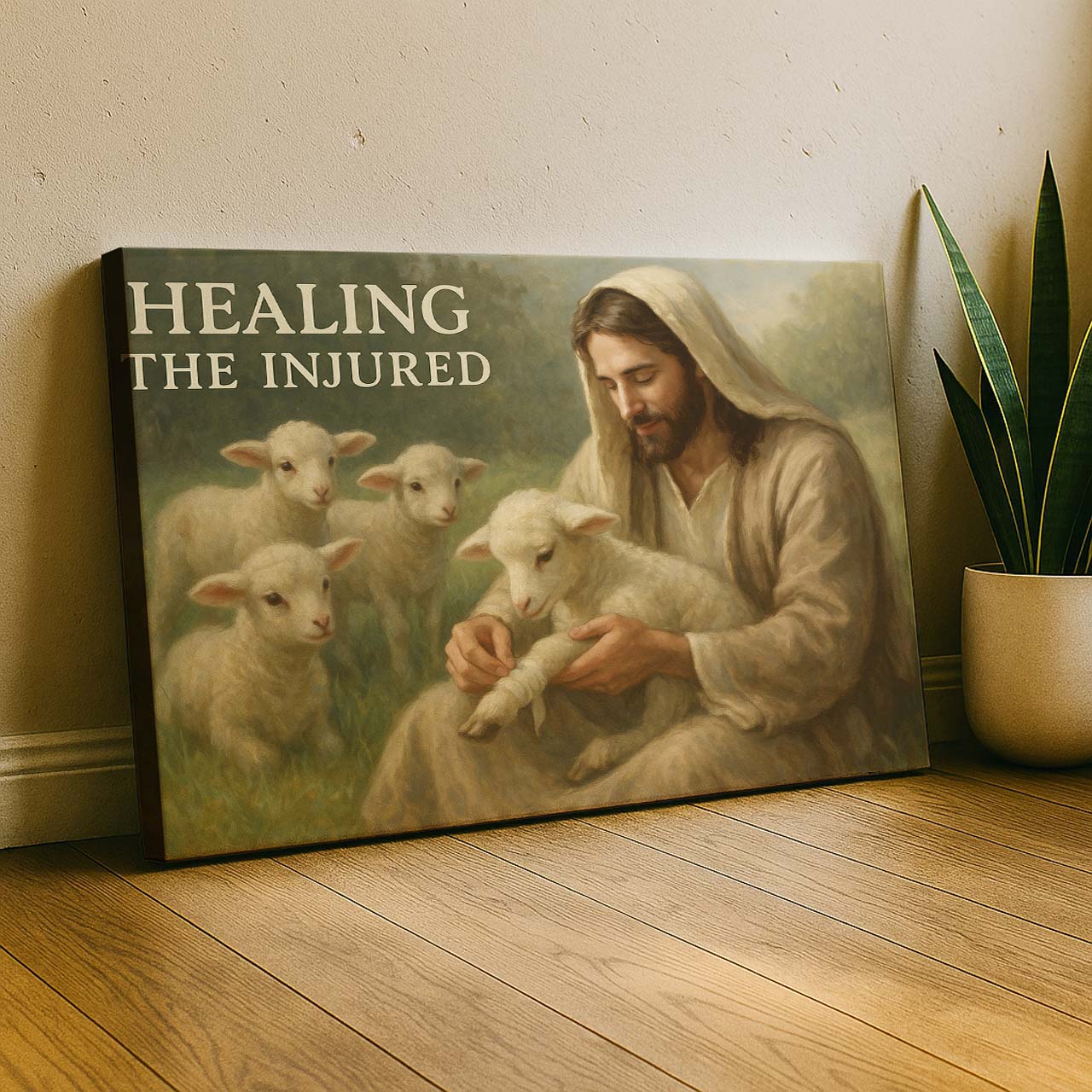 Jesus Healing the Injured Lamb, Wall Art Canvas