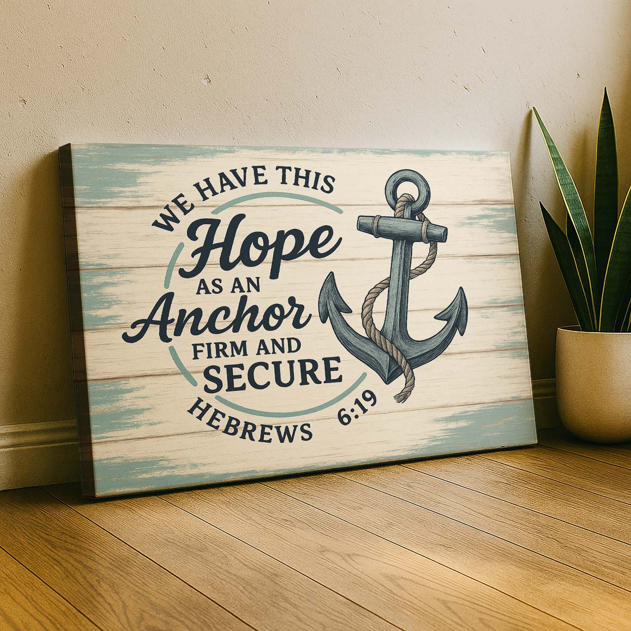 Nautical ‘Hope Anchors the Soul’, Wall Art Canvas