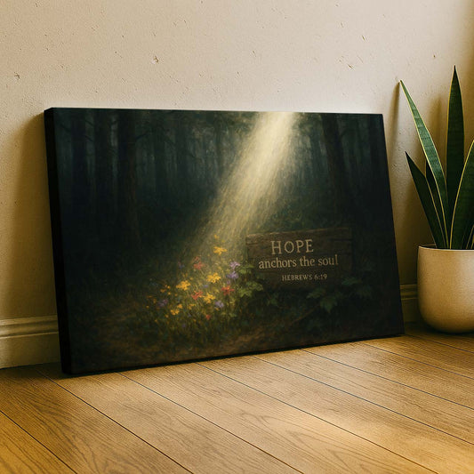 Light Shining on ‘Hope Anchors the Soul’, Wall Art Canvas