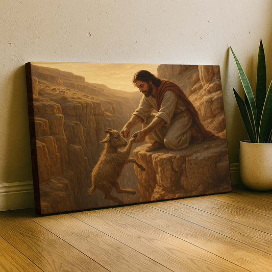 Jesus Saving a Young Goat from the Gorge, Wall Art Canvas
