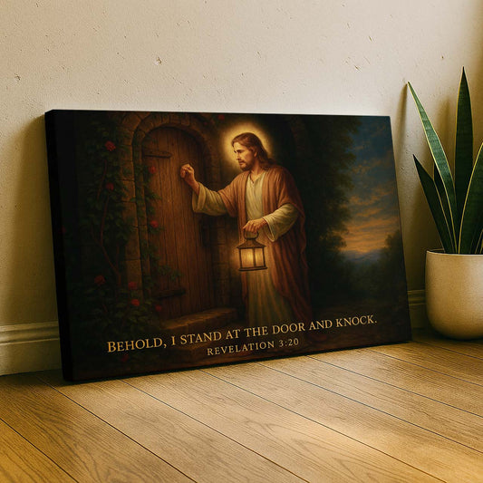 Jesus Knocking at the Door Revelation 3:20, Wall Art Canvas