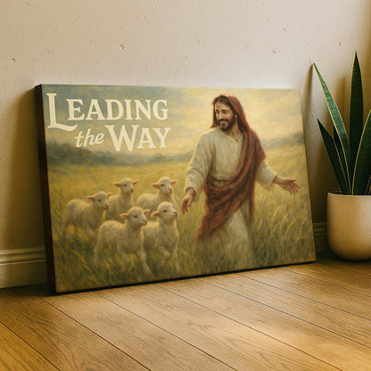 Jesus Leading the Way for the Lambs, Wall Art Canvas